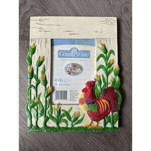 Country Gate Ceramic Resin Rooster Picture Frame‎ / 4 x 6 / Vintage 2001 Enesco